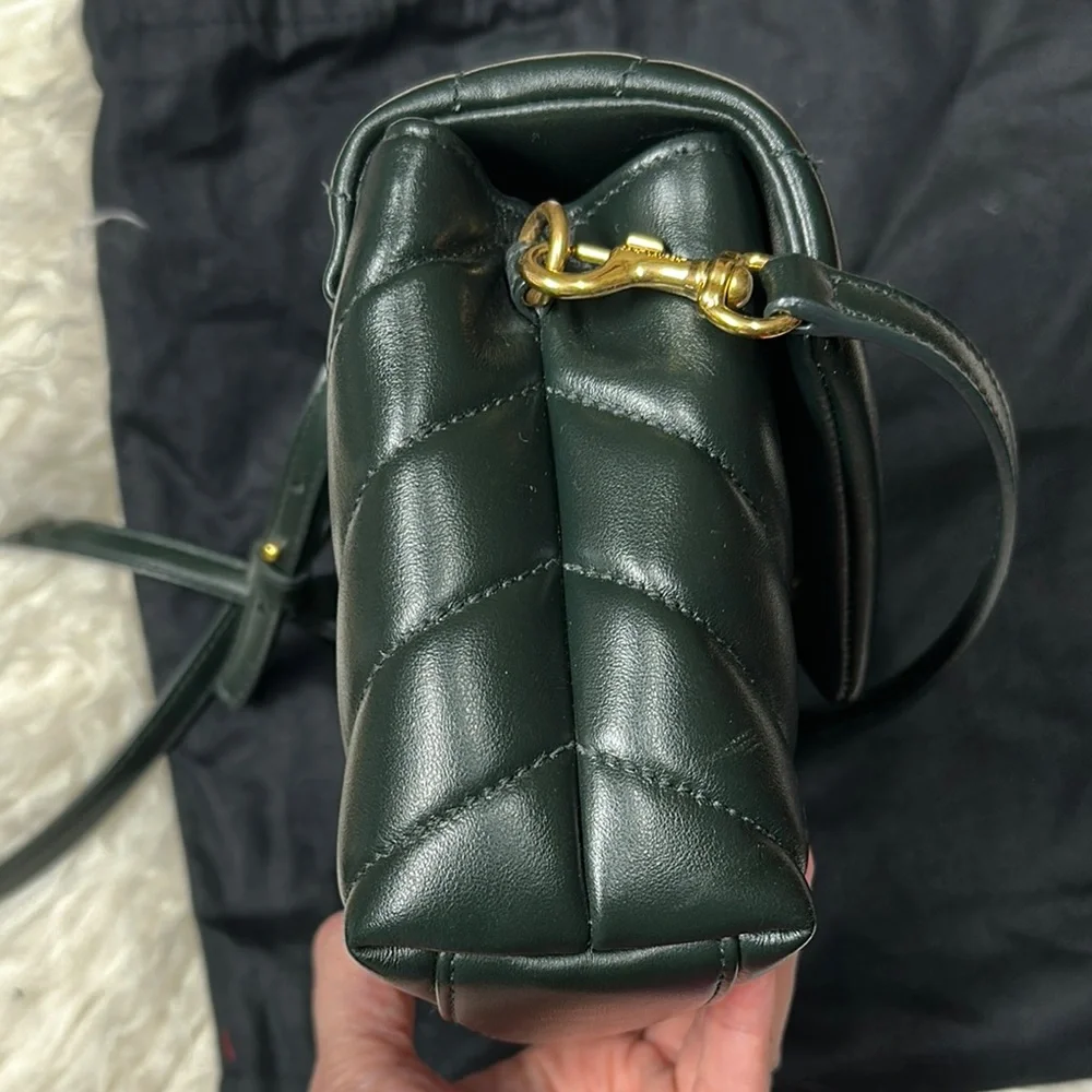 Saint Laurent Green Quilted Leather Shoulder Bag with Gold YSL - Picture 7 of 8